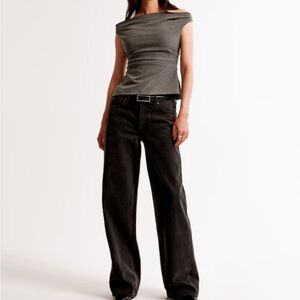 Abercrombie & Fitch Women's Wide-Leg Jeans in Black Wash